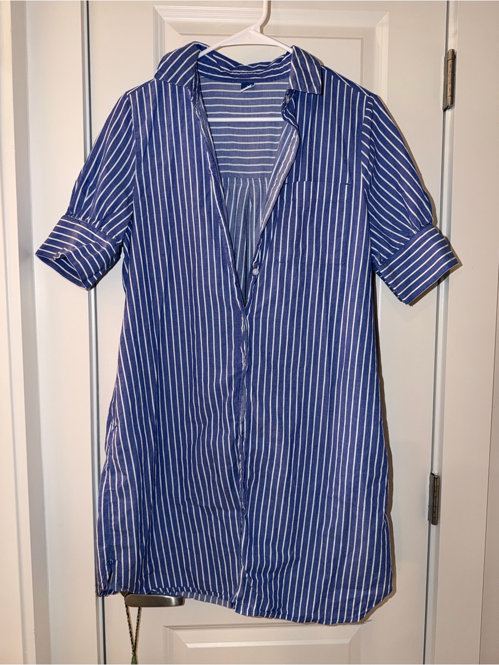 Old Navy Blue and White Striped Shirt Dress
